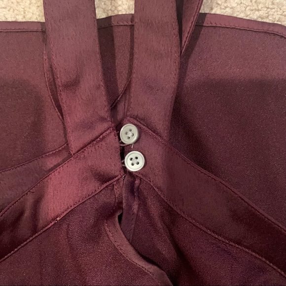 Loft burgundy bell sleeve halter cold shoulder top - Picture 5 of 8